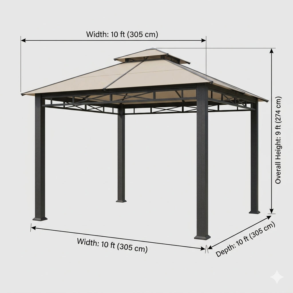 Arvella 10x10 ft Steel Frame Garden Gazebo – Beige