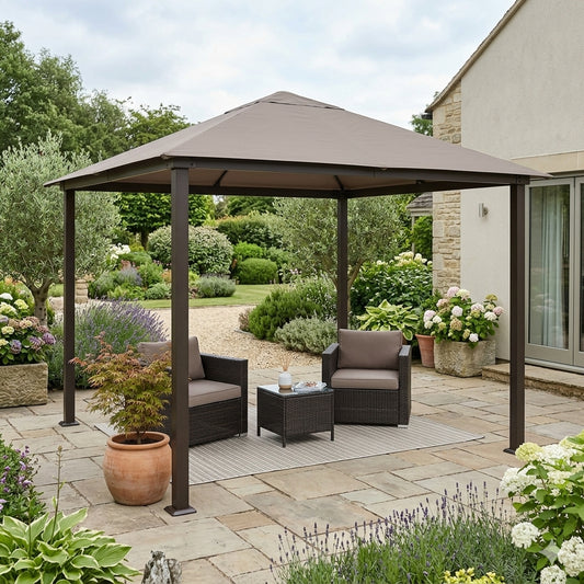 Solviera 10x12 ft Aluminum Patio Gazebo – Taupe