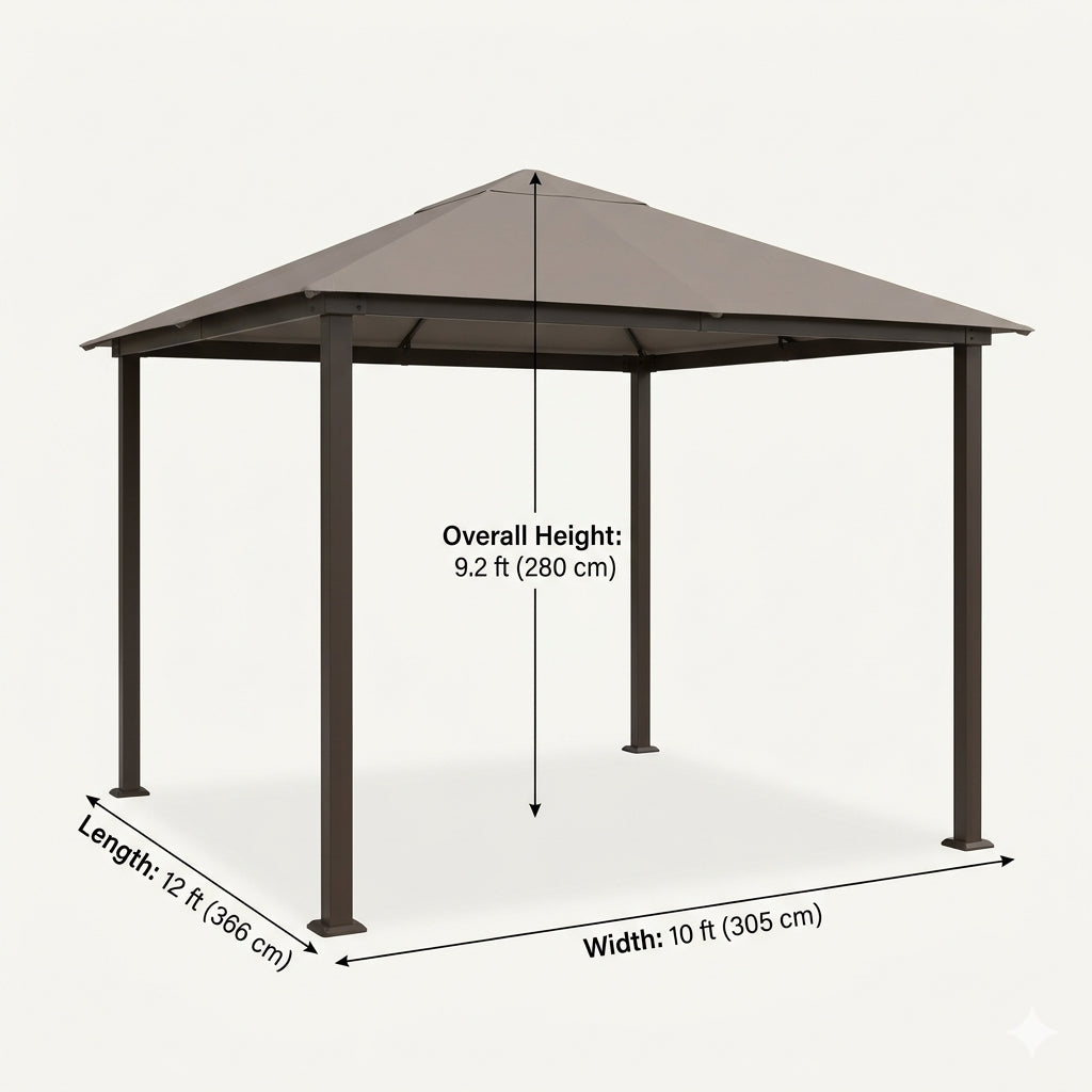 Solviera 10x12 ft Aluminum Patio Gazebo – Taupe