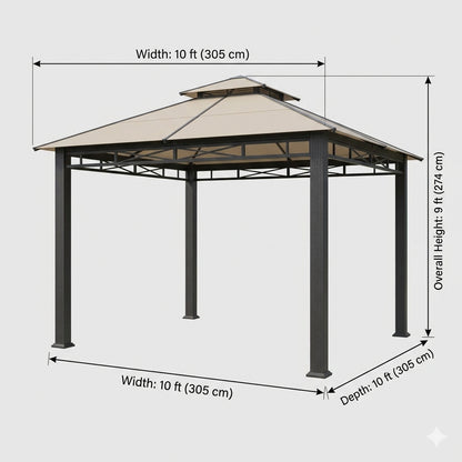 Arvella 10x10 ft Steel Frame Garden Gazebo – Beige
