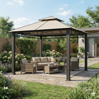 Arvella 10x10 ft Steel Frame Garden Gazebo – Beige